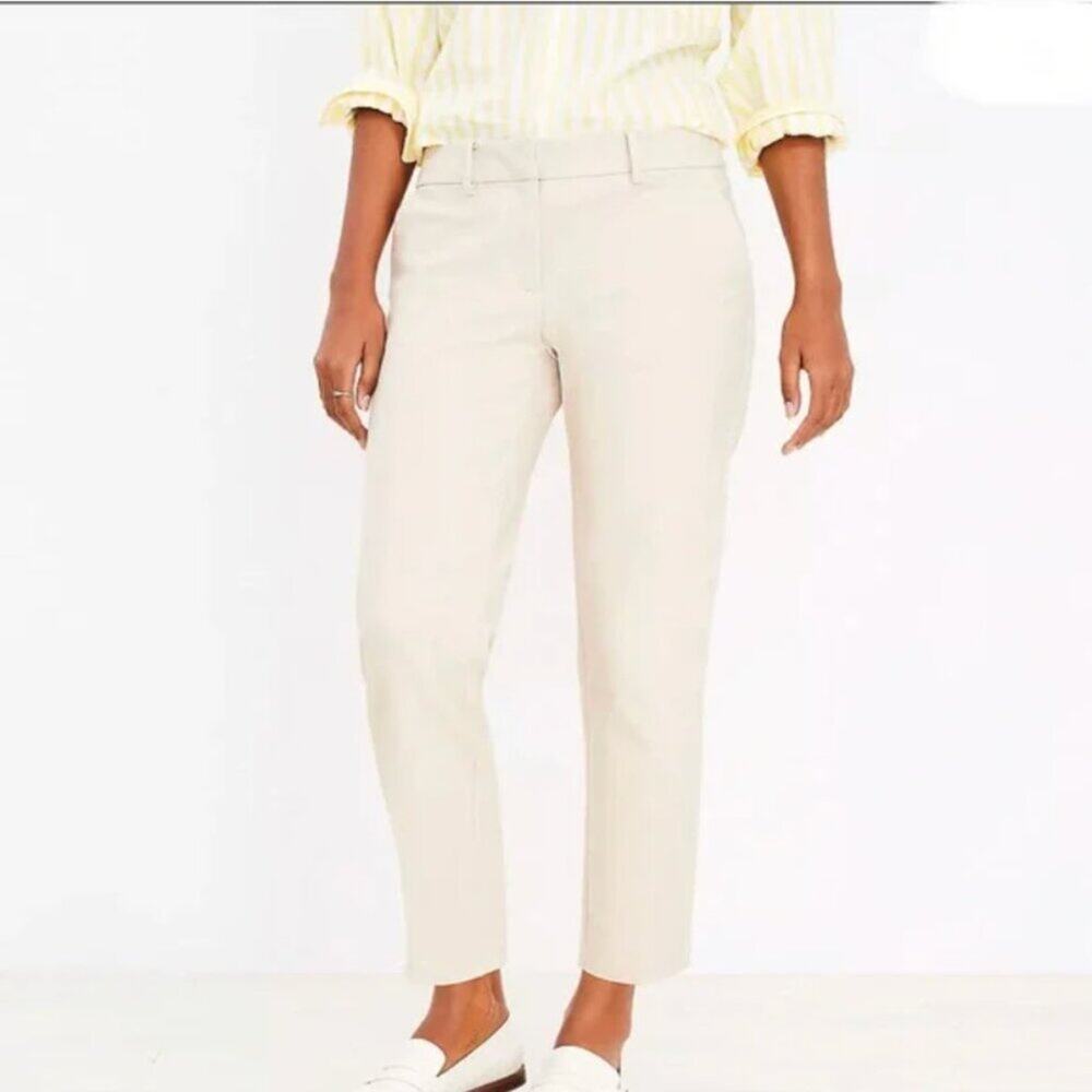 Ann Taylor LOFT Oatmeal Khaki Cropped Trouser Size 14